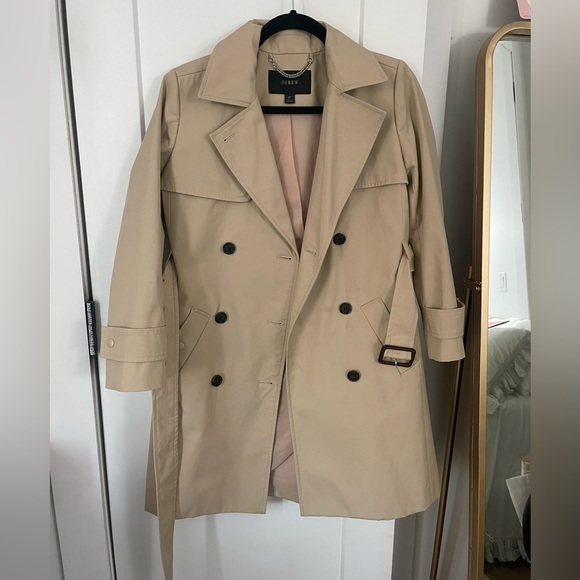 J Crew New Icon Trench Coat Tan / Khaki - Classic Timeless Silhouette - Picture 4 of 5